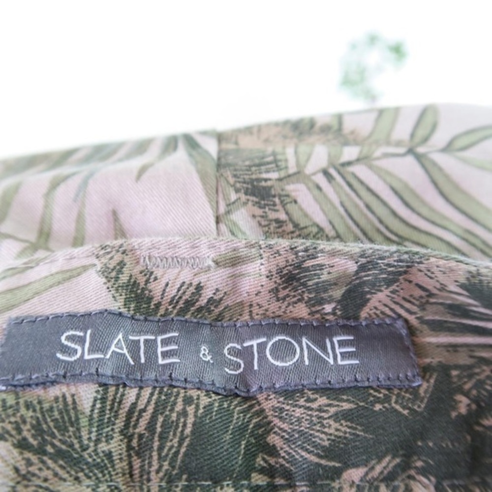 Slate & Stone Khaki Palm Print Shorts 32 - Picture 6 of 7